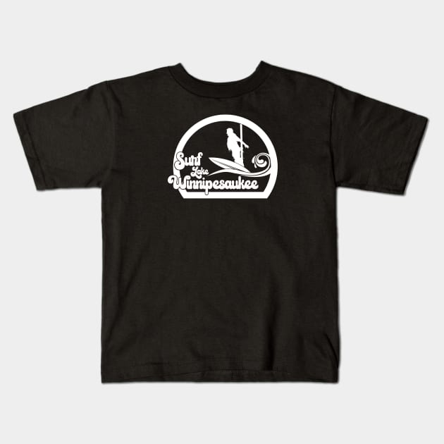 Surf Winnipesaukee Kids T-Shirt by @johnnehill